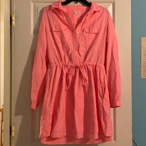 Pink dress with belt and pockets